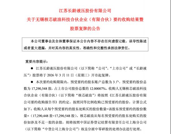  控制权平稳过渡，长龄液压迎来新格局；夏继发家族逐步退出，无锡核芯破浪强势入主。 股票财经 控制权平稳过渡，长龄液压迎来新格局；夏继发家族逐步退出，无锡核芯破浪强势入主。 股票财经