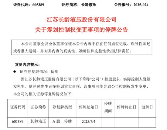  控制权平稳过渡，长龄液压迎来新格局；夏继发家族逐步退出，无锡核芯破浪强势入主。 股票财经 控制权平稳过渡，长龄液压迎来新格局；夏继发家族逐步退出，无锡核芯破浪强势入主。 股票财经
